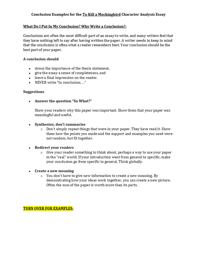 Sentence Conclusion Example | PDF | To Kill A Mockingbird