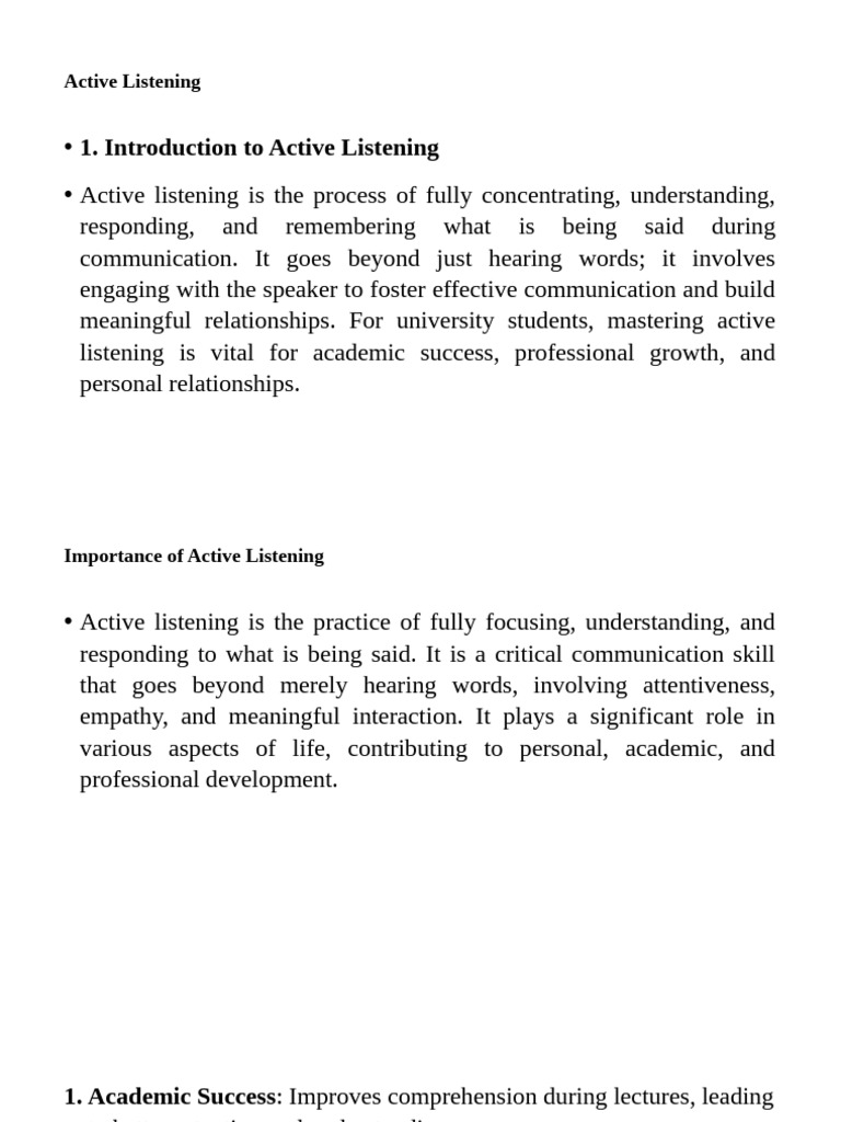 Mastering Active Listening for Students | PDF | Empathy | Communication