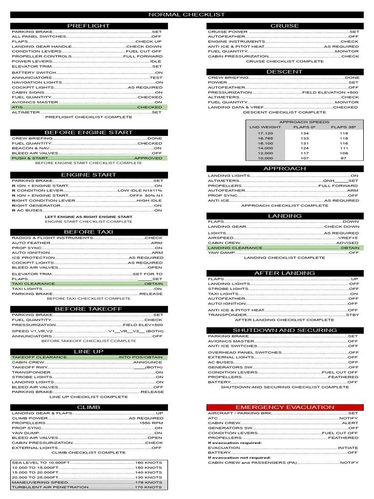 Normal Checklist - Flight Simulator 1.2 | PDF | Flap (Aeronautics ...