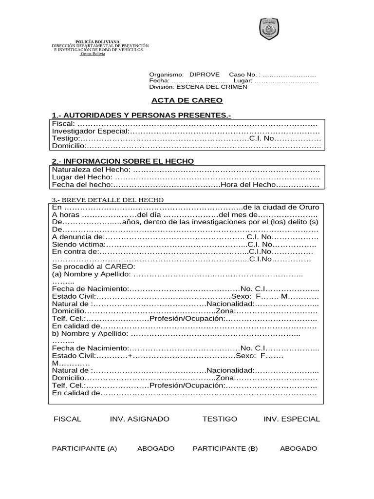 Actas de Investigación de Robo de Vehículos | PDF | Cumplimiento de la ...