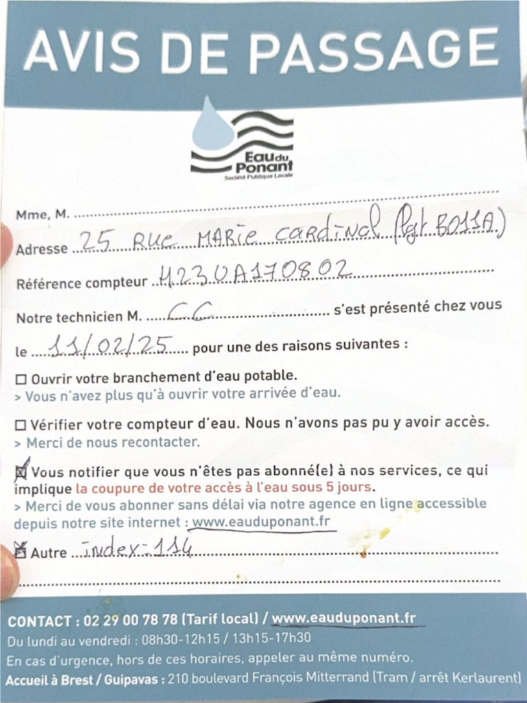 Avis de Passage PDF — free download