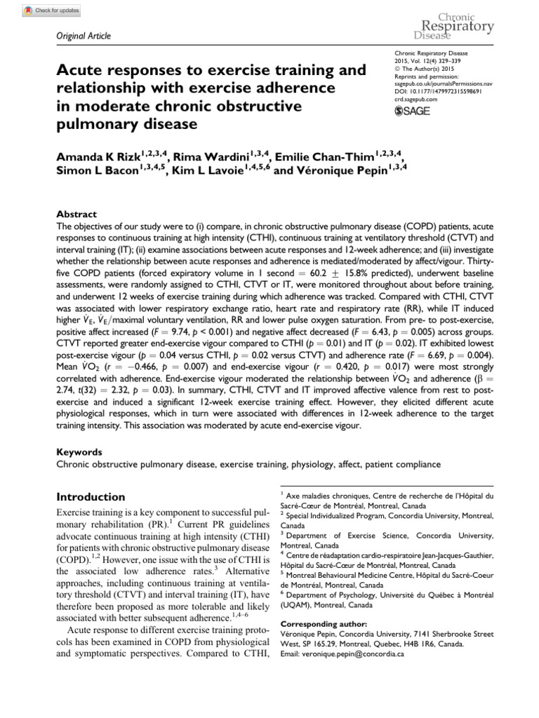 Acute responses to exercise training and relationship with exercise ...