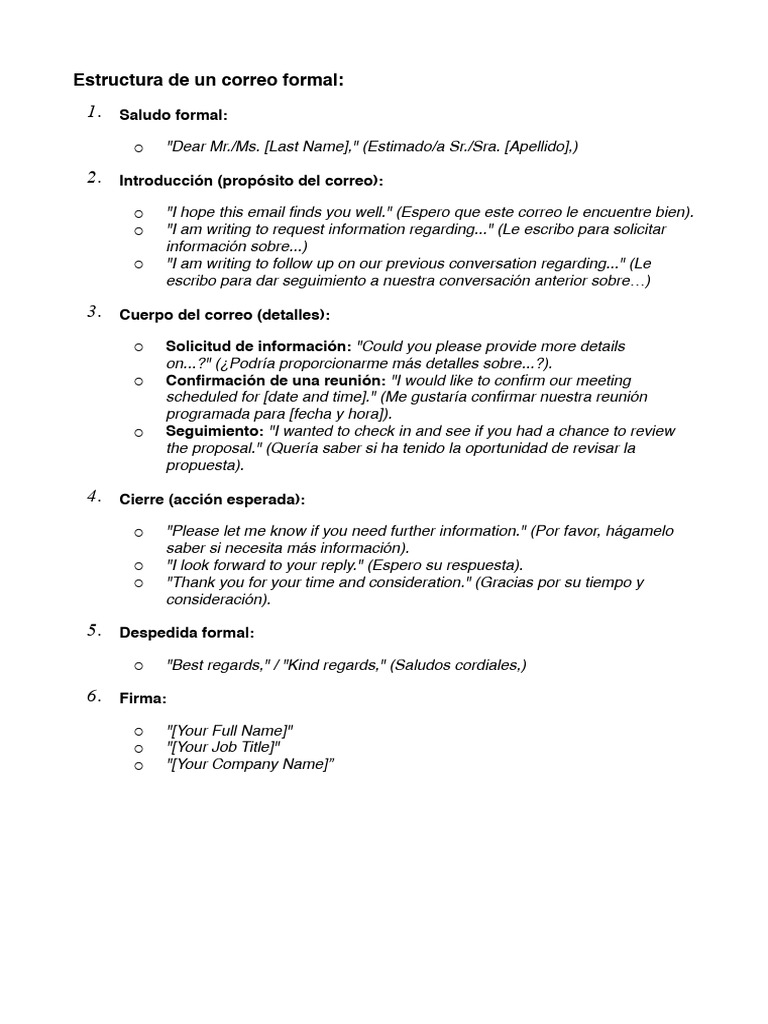 Estructura de un correo formal efectivo | PDF