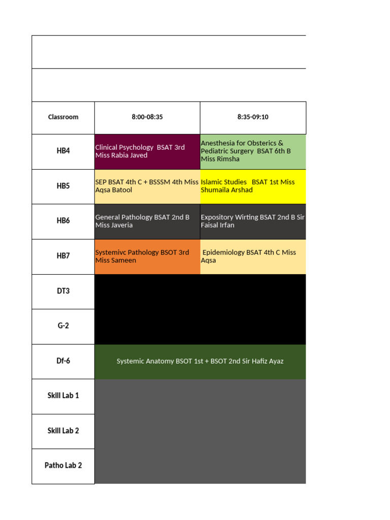 Updated Timetable Deaht S-25 (2.9) | PDF | Surgery | Perioperative