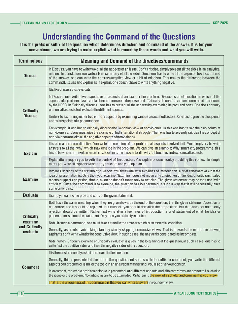 UPSC Exam Command Guide | PDF | Question | Cognition