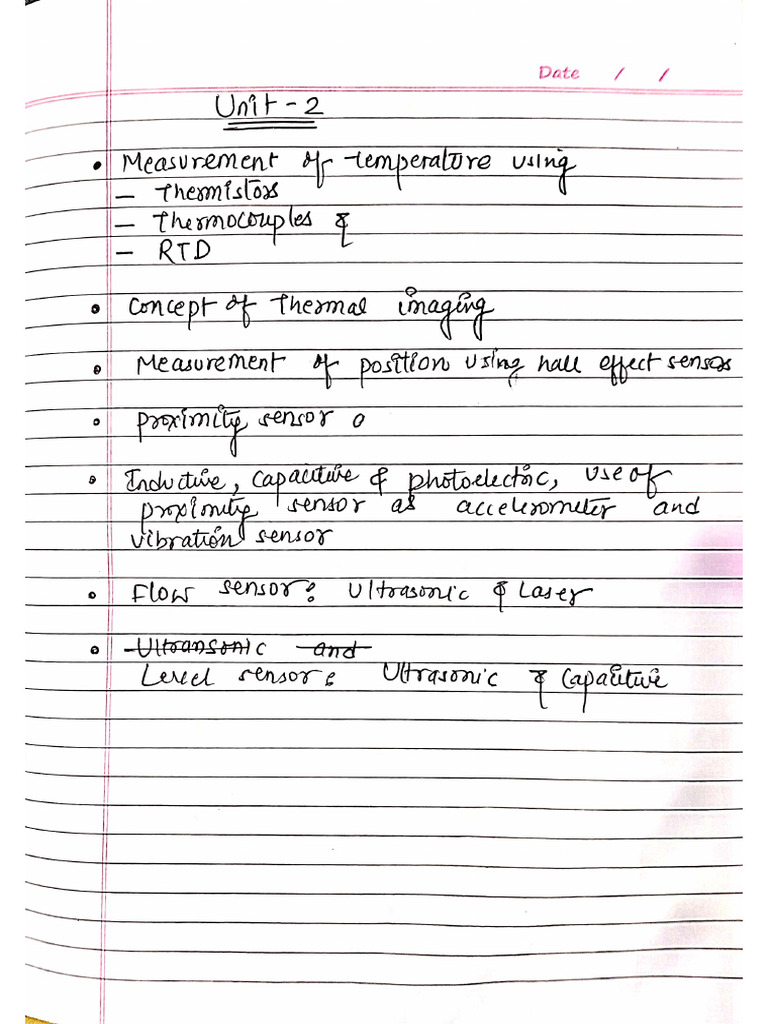 Unit 2 - Sensors and Instrumentation | PDF