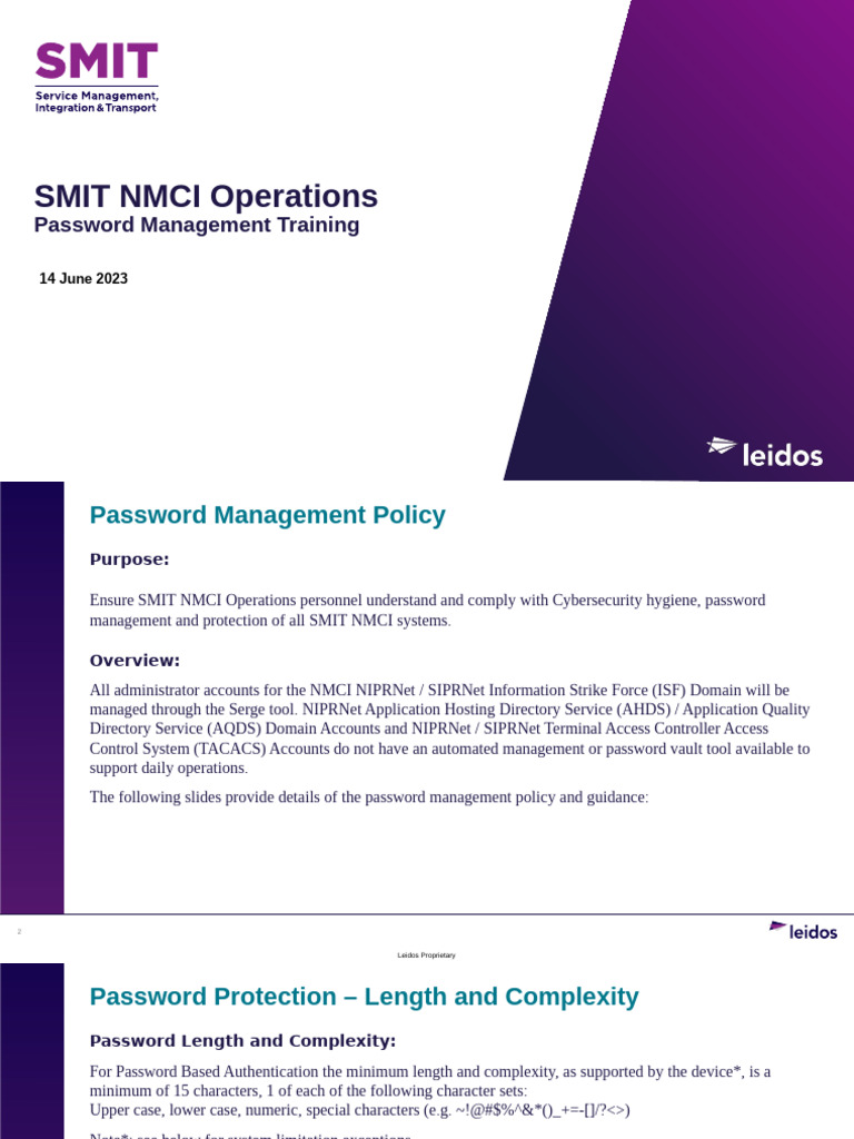 NMCI Password Management Training Guide | PDF | Password | Encryption