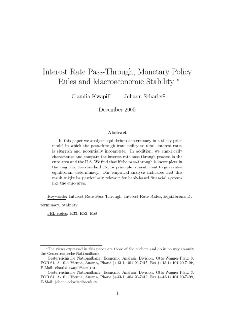 Interest Rate Through, Monetary Policy Rules and Macro Economic ...
