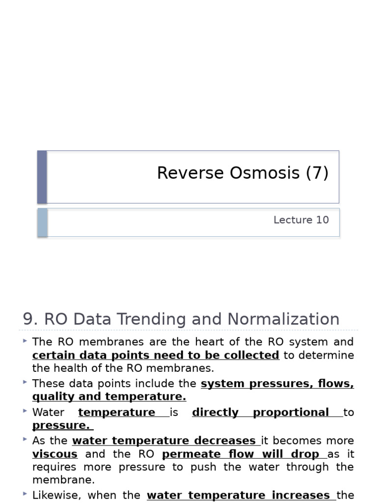 RO Membrane Data Normalization Guide | PDF | Membrane | Sterilization ...