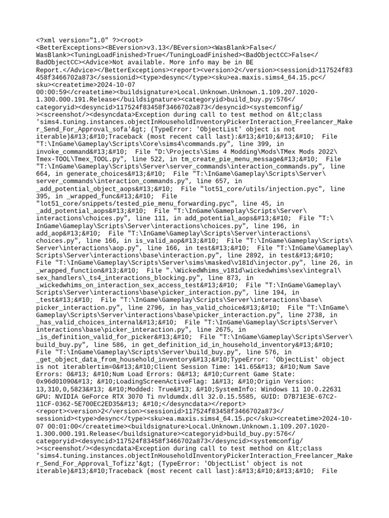 Sims 4 Interaction Exception Report | PDF | Graphics Processing Unit ...