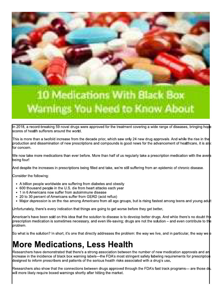 10 Medications With Black Box Warnings | PDF