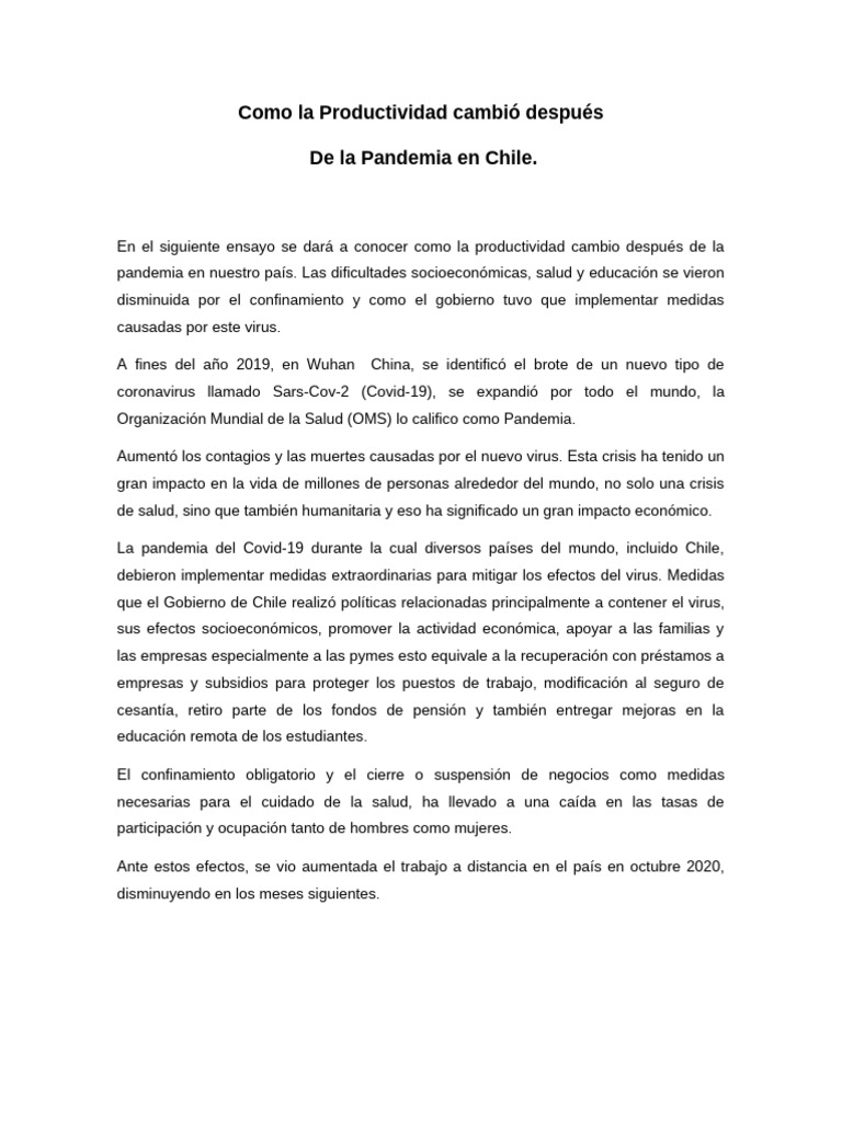 Impacto de la Pandemia en Productividad Chile | PDF | Economias