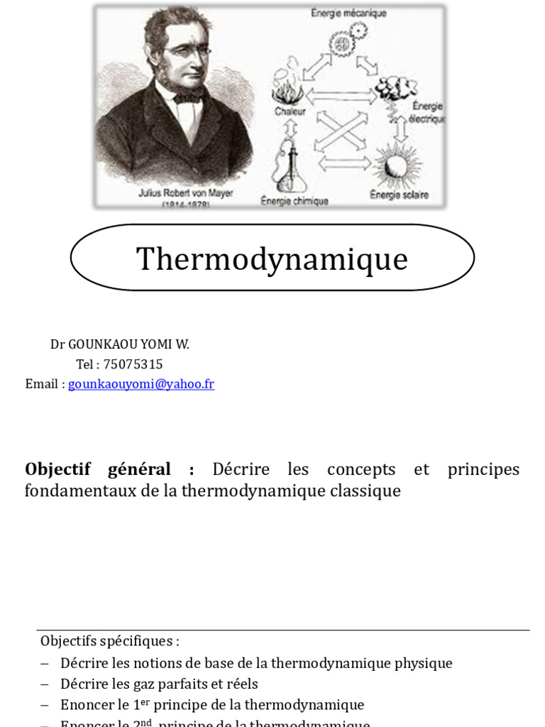 Concepts fondamentaux de thermodynamique | PDF