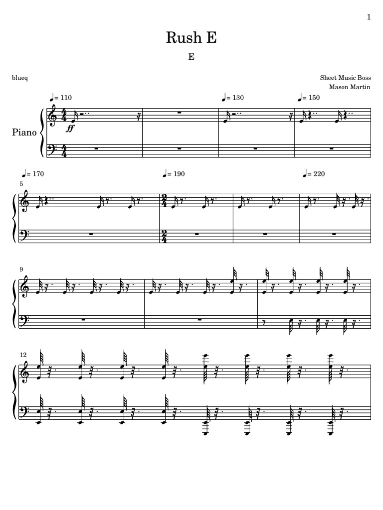 Rush E Piano Sheet Music Guide | PDF