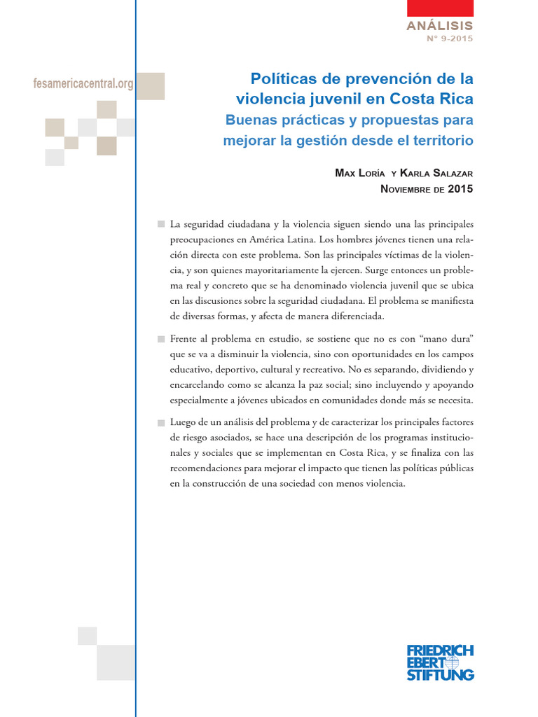 Prevención de Violencia Juvenil en Costa Rica | PDF | Violencia | Costa ...