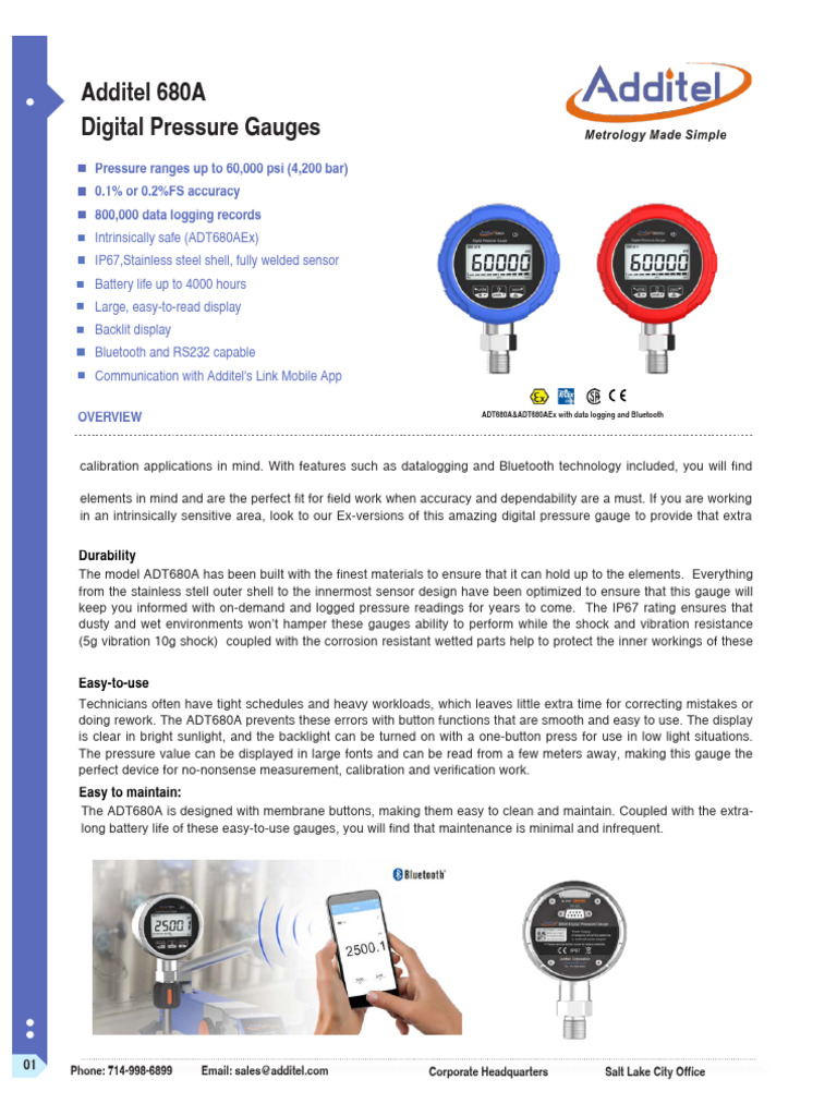 Registrador Presion ADDITEL 680AEX | PDF | Calibration | Pressure ...