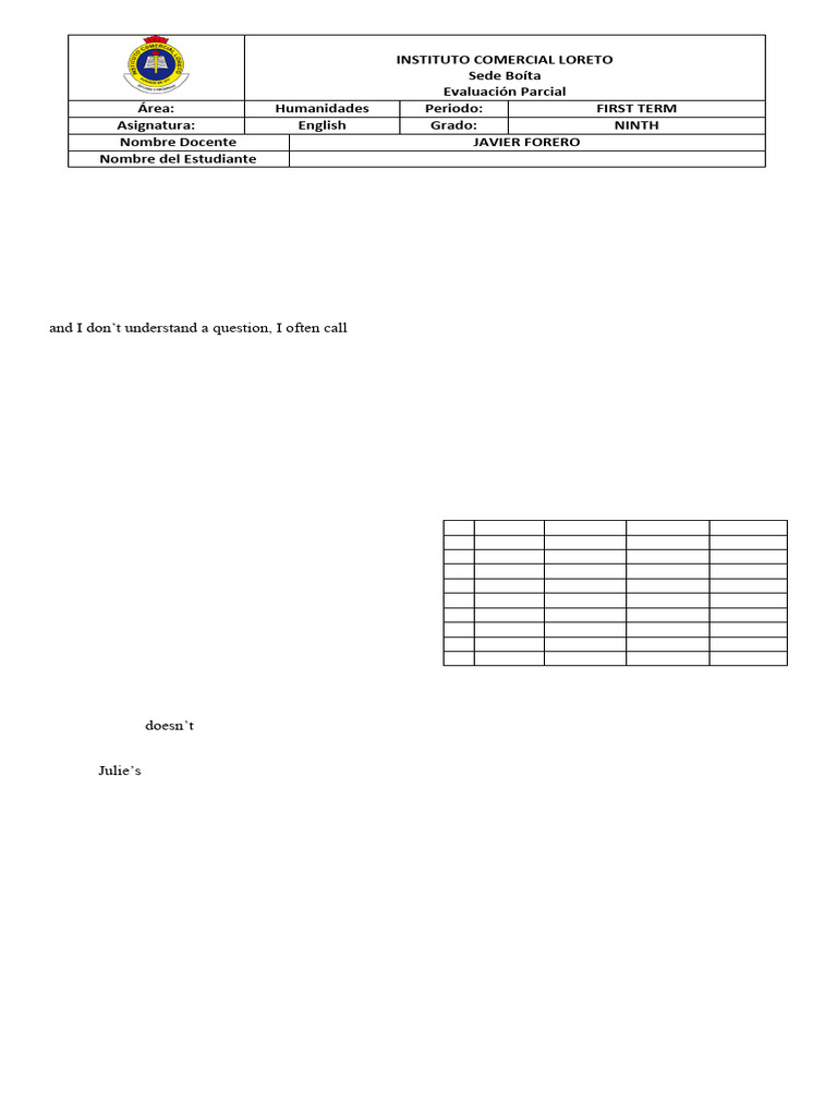 9th Grade Bimonthly Exam | PDF