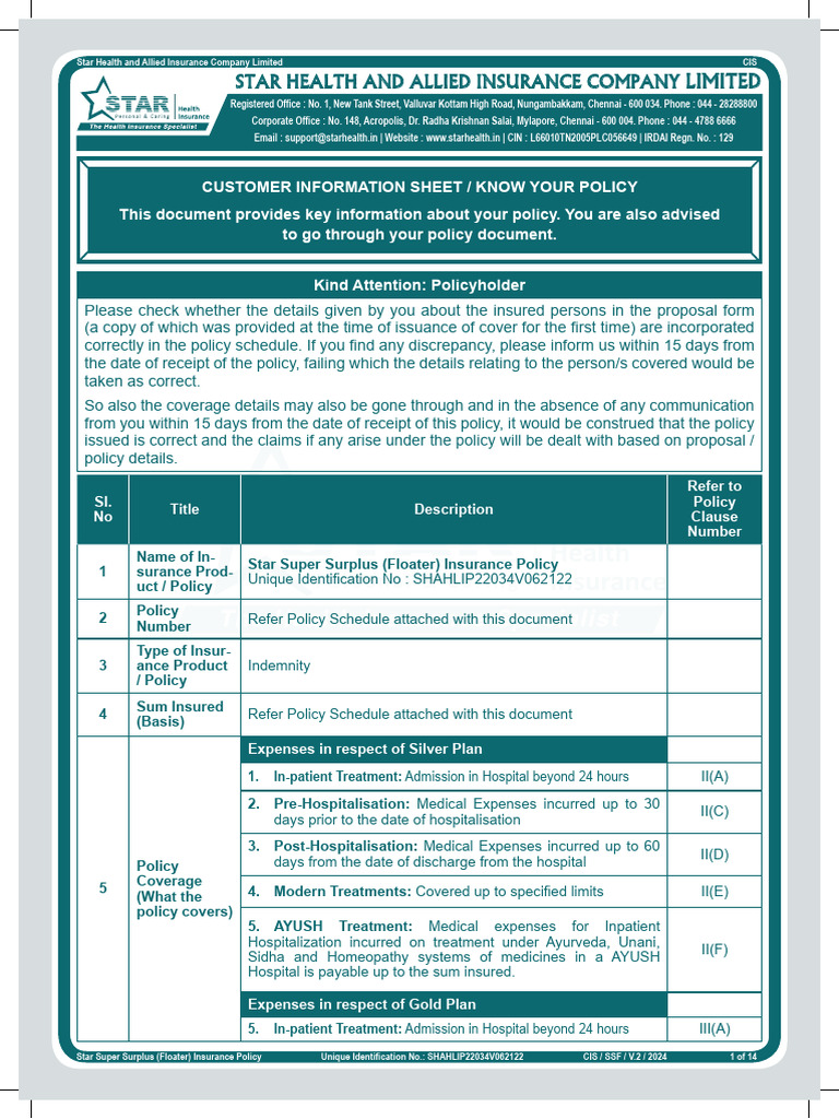 Star Super Surplus Insurance Overview | PDF | Hospital | Insurance