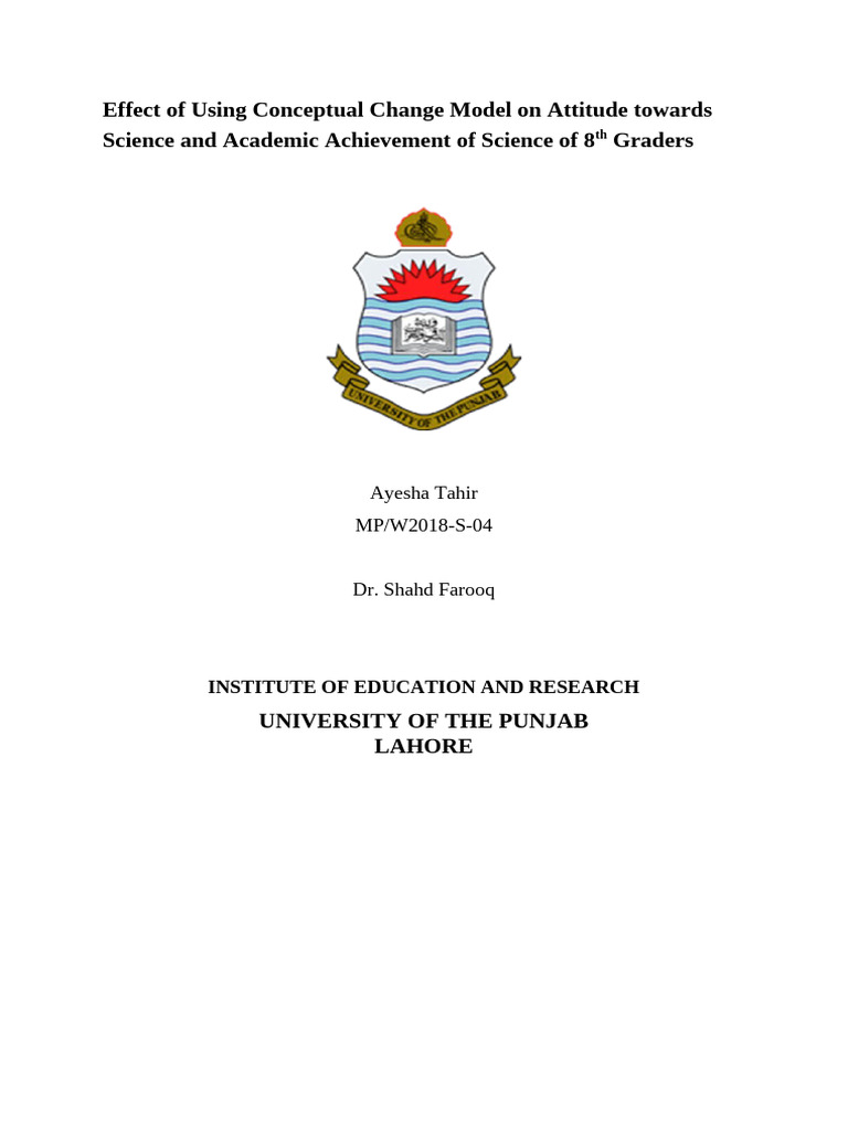 Effect of Using Conceptual Change Model On Attitude Towards Science and ...