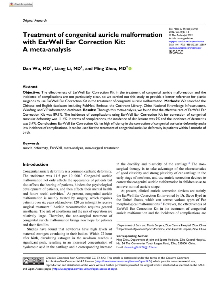Wu Et Al 2022 Treatment of Congenital Auricle Malformation With Earwell ...