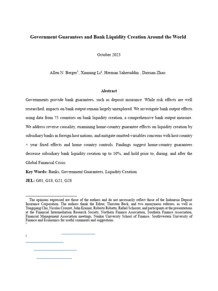 MoneyCreation Govt Guarantees and Cost | PDF | Market Liquidity | Banks