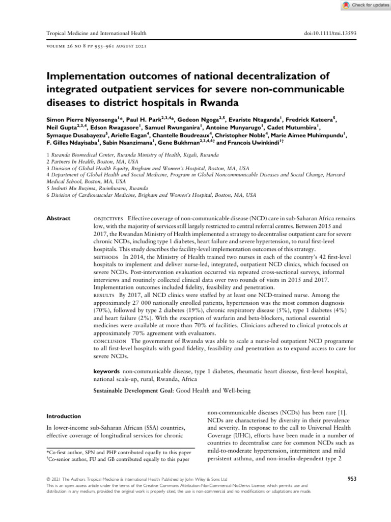 Decentralizing NCD Care in Rwanda | PDF | Non Communicable Disease ...