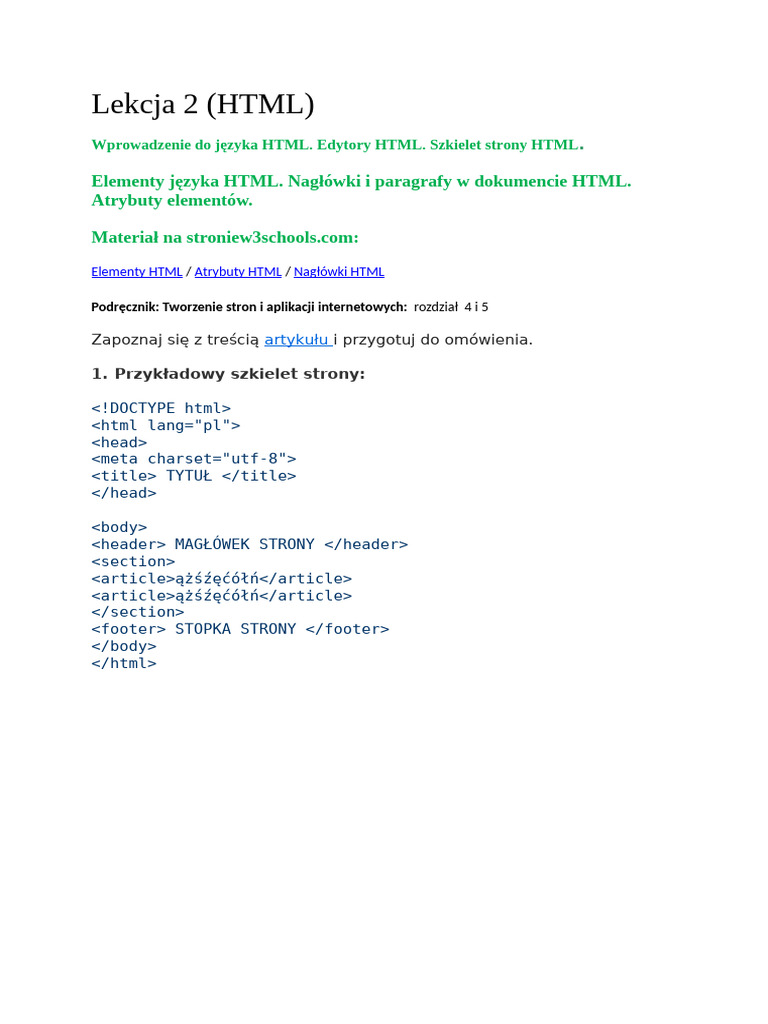 Lekcja HTML2 | PDF