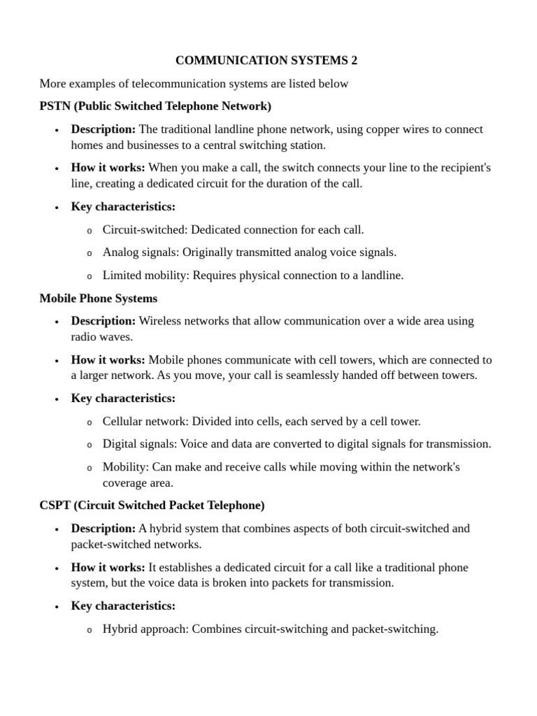Communication Systems 2 GRD 11 | PDF | Telephone | Cellular Network