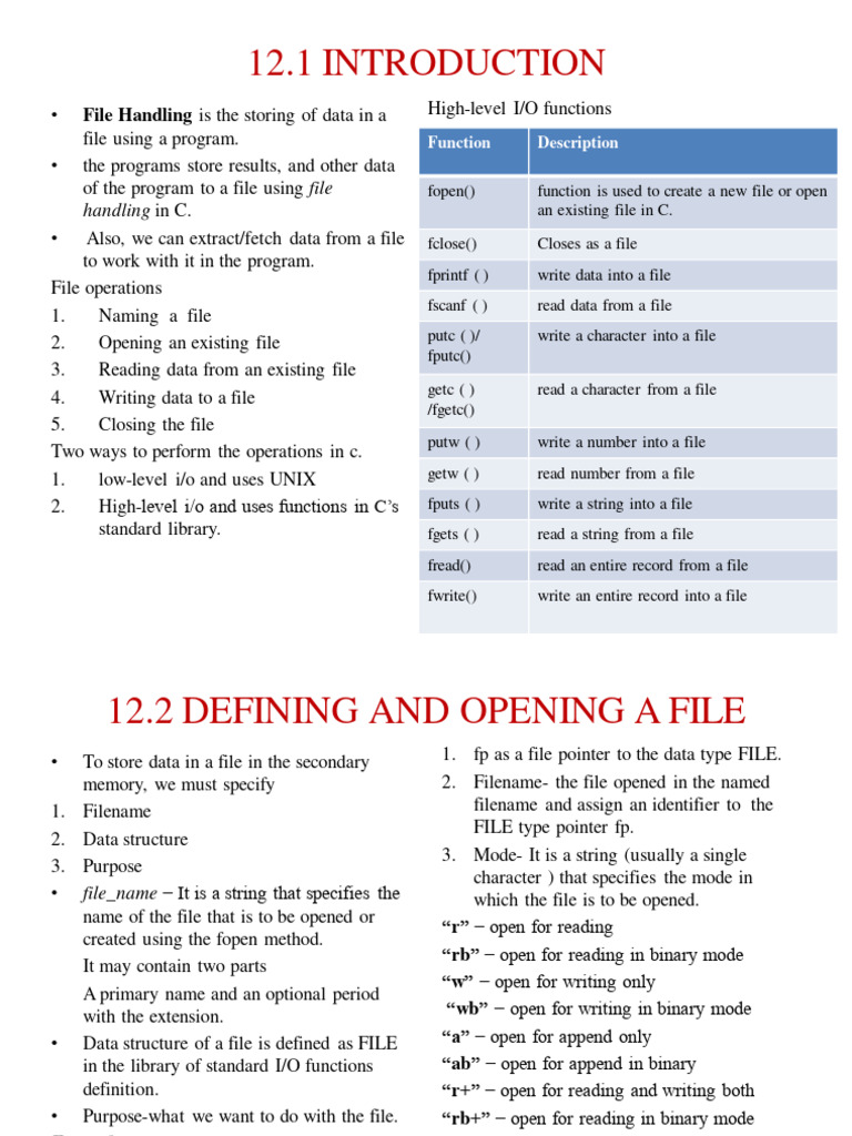 File Handling Techniques in C | PDF | Computer File | Parameter ...