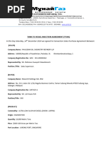 Tank To Vessel Injection Agreement (TTVIA)
