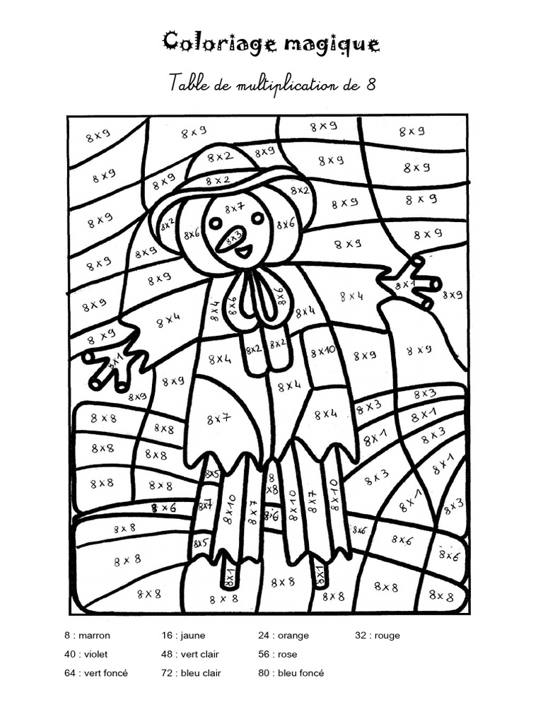 Coloriage magique table de multiplication 8 | PDF