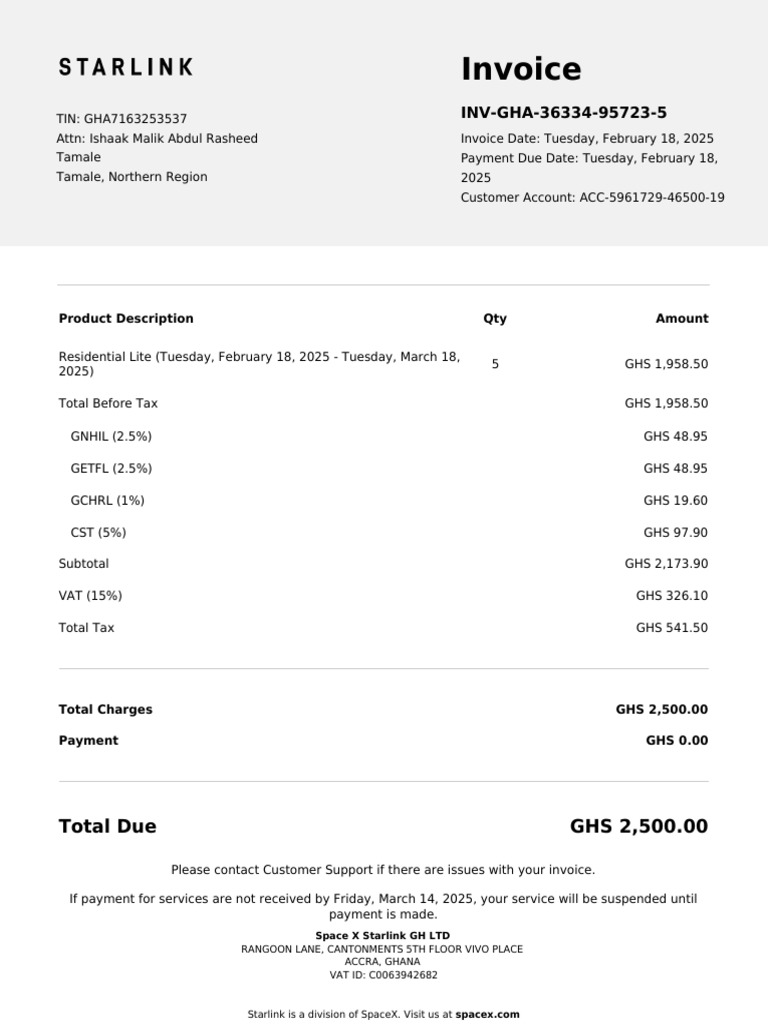 Inv Gha 36334 95723 5 1 | PDF | Invoice | Space X