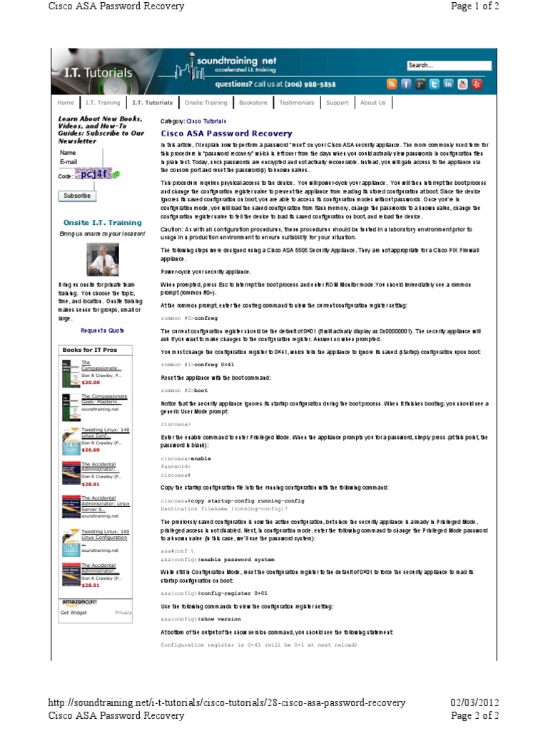 Cisco ASA Password Recovery Booting Password