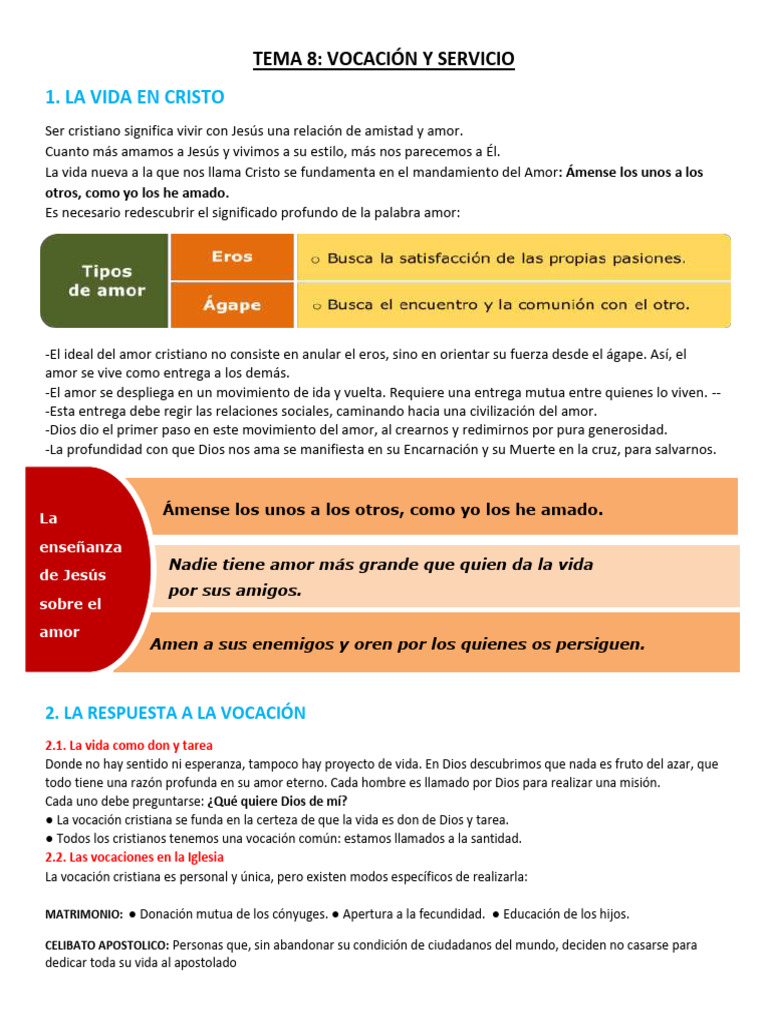 Vocación y Servicio en la Vida Cristiana | PDF | Amor | Fe