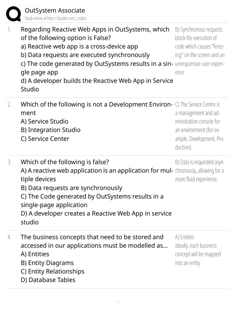 OutSystems Associate Exam Study Guide | PDF | Parameter (Computer ...
