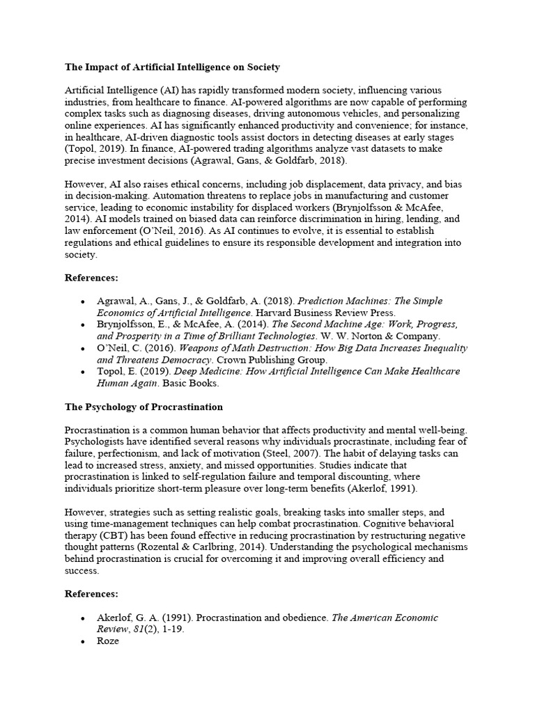 The Impact of Artificial Intelligence On Society | PDF | Artificial ...