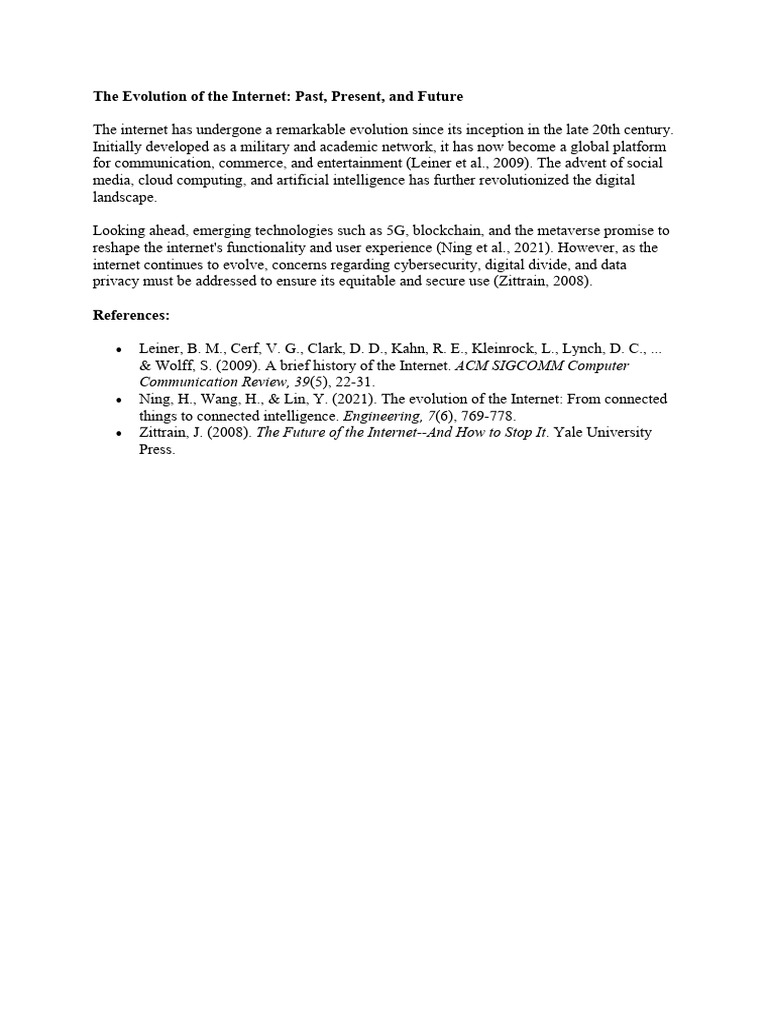 The Evolution of The Internet | PDF