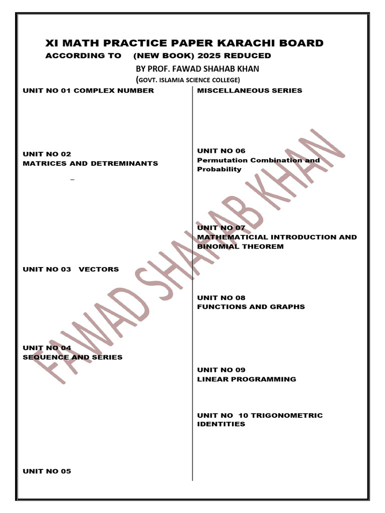 Karachi Board XI Math Practice 2025 | PDF | Trigonometric Functions ...