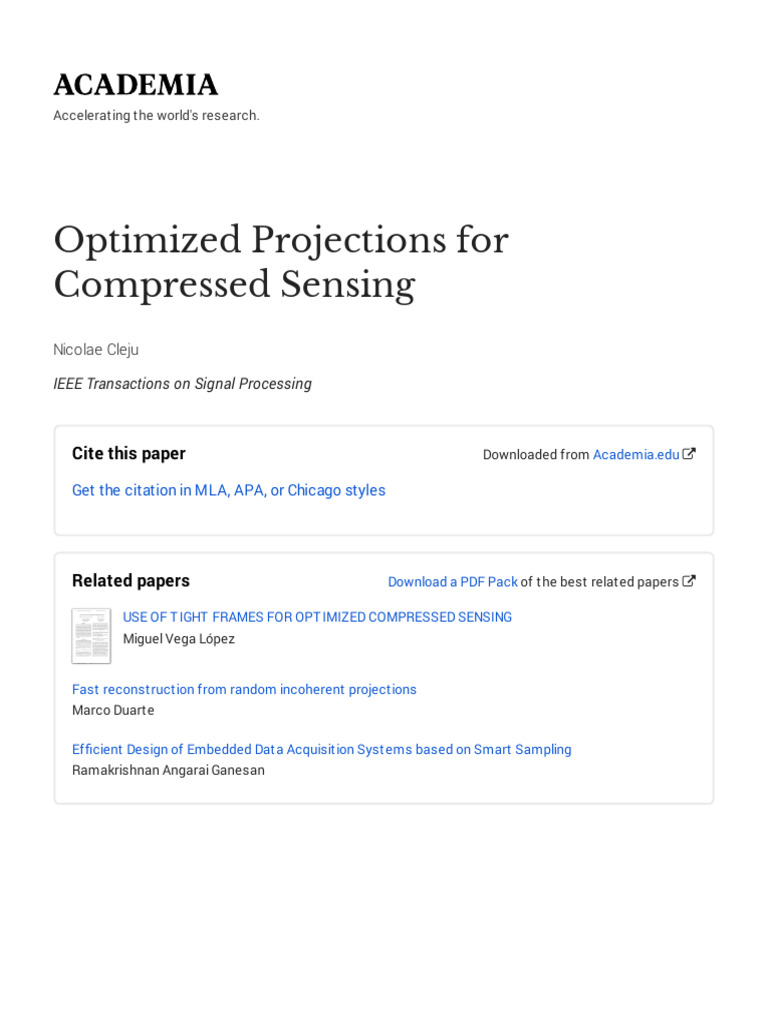 CompSense_Elad_IEEETSP-with-cover-page-v2 | PDF | Matrix (Mathematics ...
