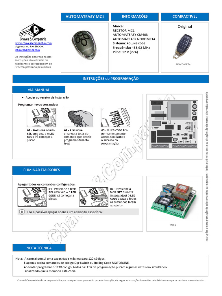 Instruções de Programação Automateasy | PDF | Diodo emissor de luz ...