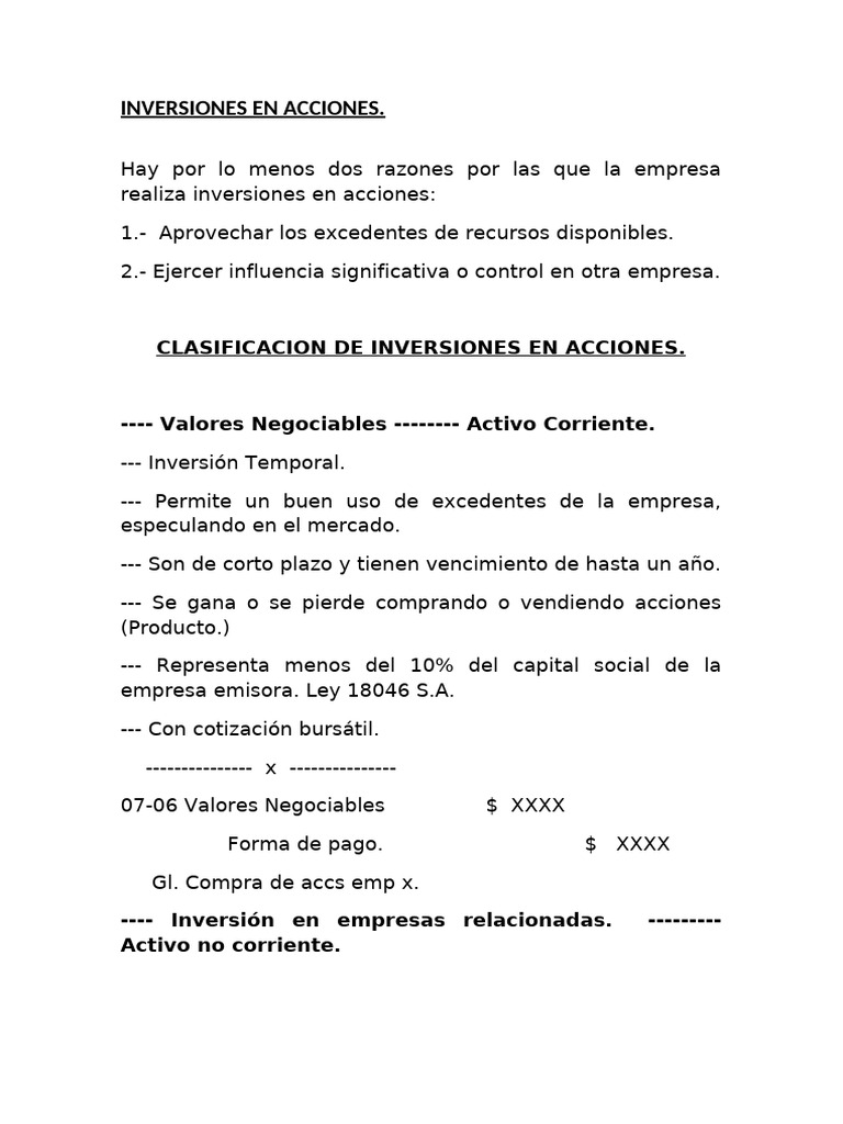 Inversiones en Acciones | PDF