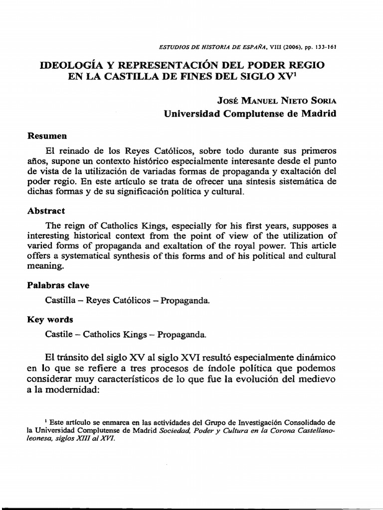 Ideologia y Representacion Del Poder Regio | PDF | Granada | Madrid