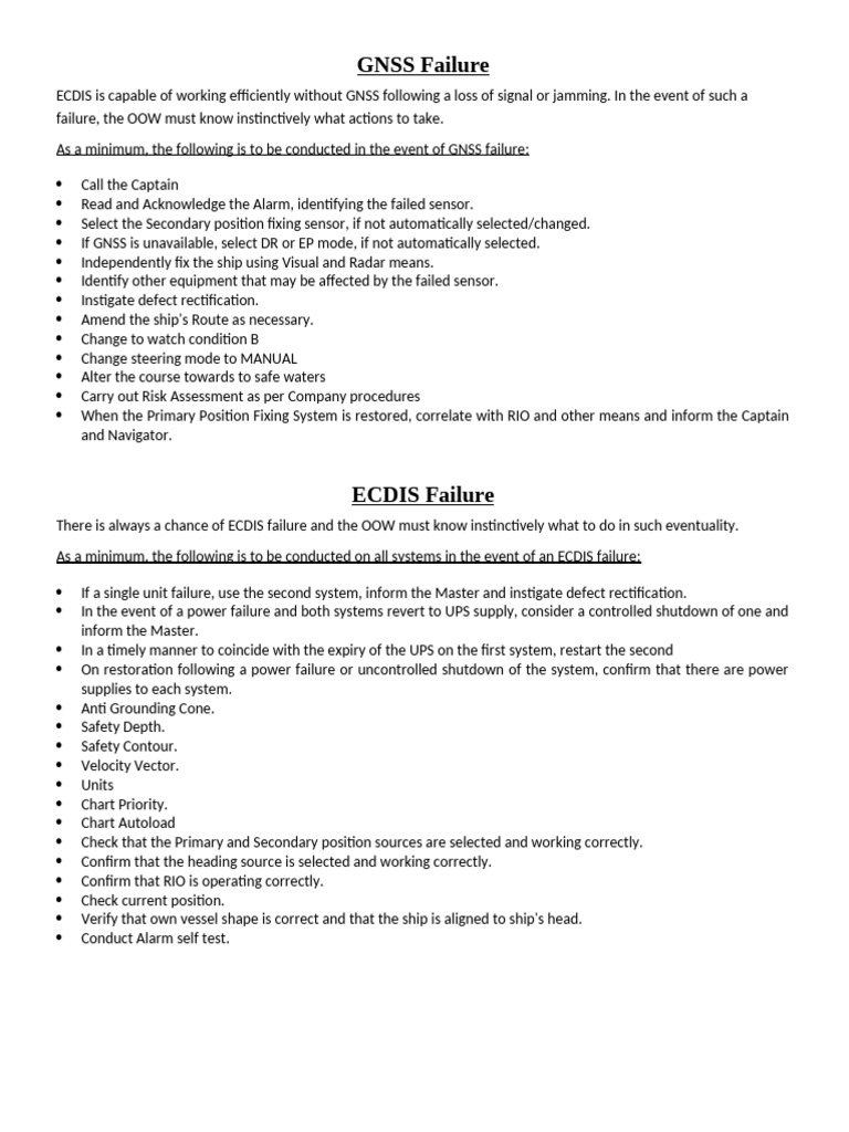 GNSS and ECDIS Failure Protocols | PDF