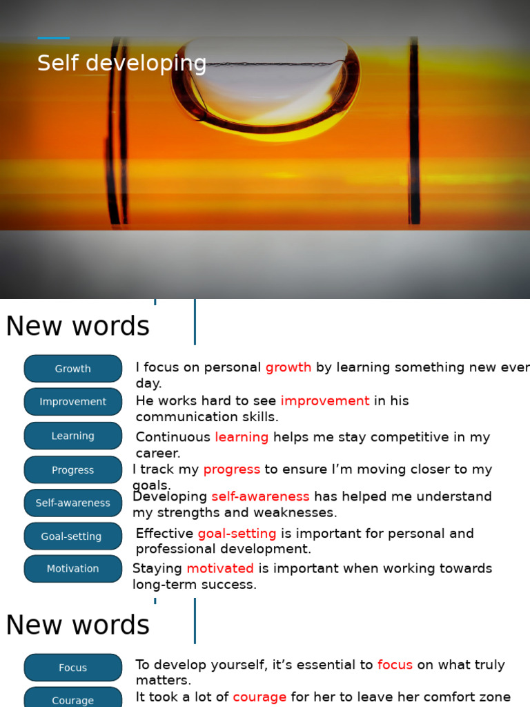 Personal Growth & Development Guide | PDF | Perfect (Grammar) | Linguistics