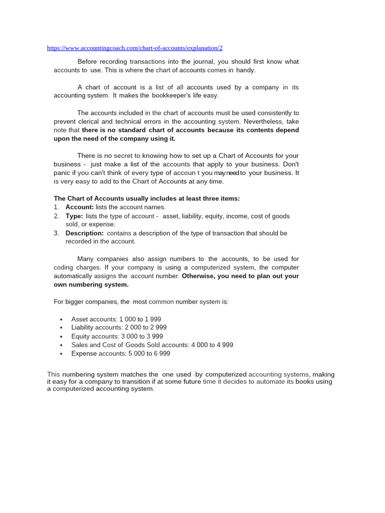 Understanding Chart of Accounts Setup | PDF | Debits And Credits | Expense