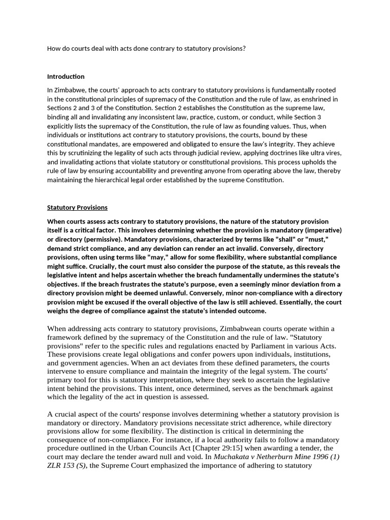 Courts and Acts Against Statutory Provisions | PDF | Judicial Review ...