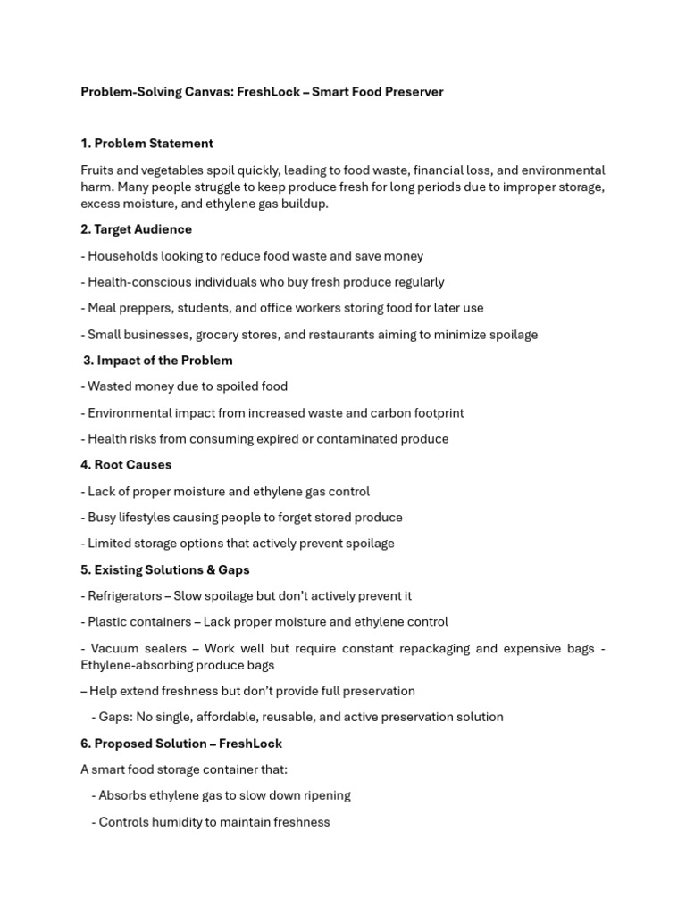 Problem Solving Canvas FL | PDF