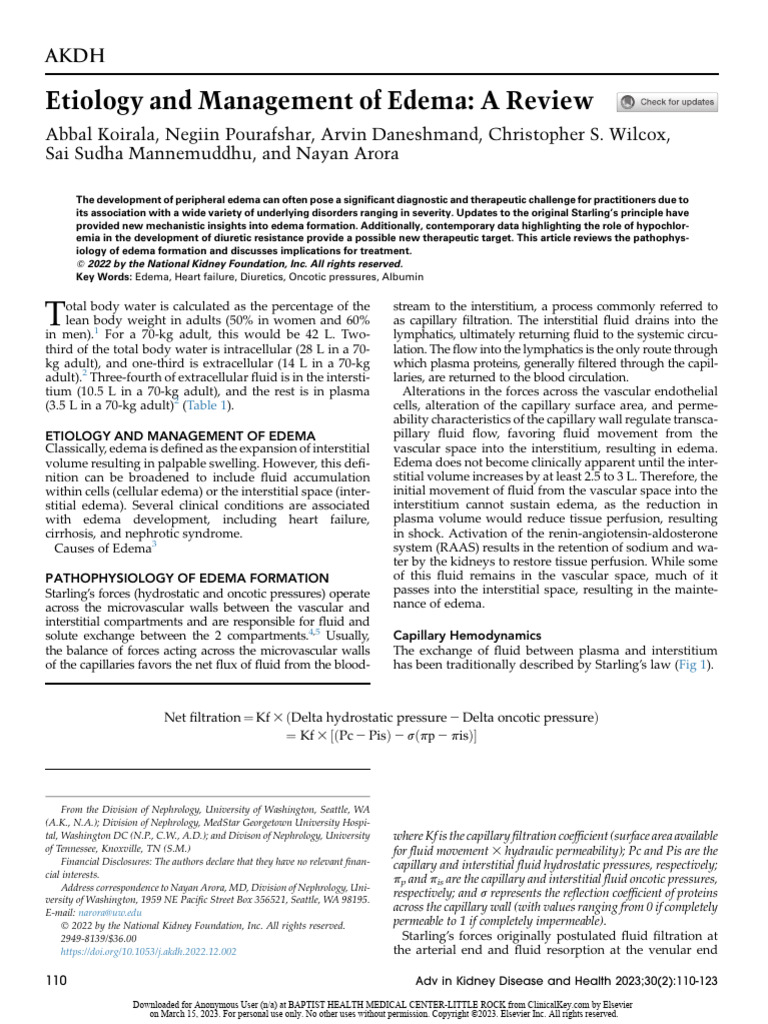 Etiology and Management of Edema A Review | PDF | Edema | Heart Failure