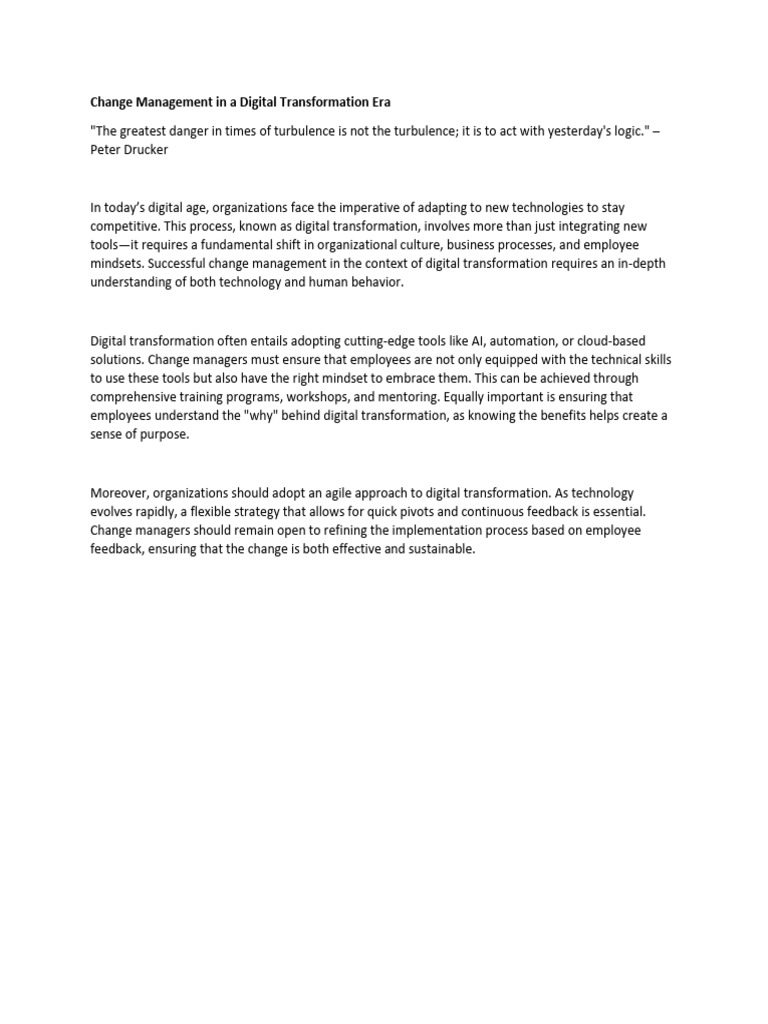 Change Management in A Digital Transformation Era | PDF