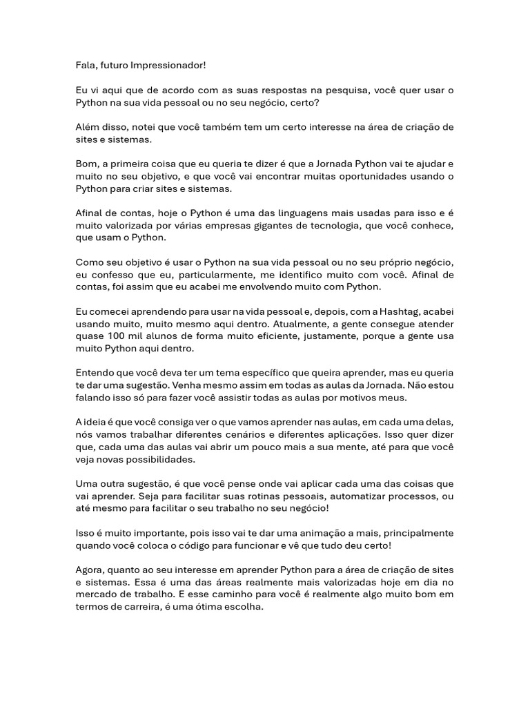 Jornada Python para Criadores de Sites | PDF | Aprendizado | Python ...